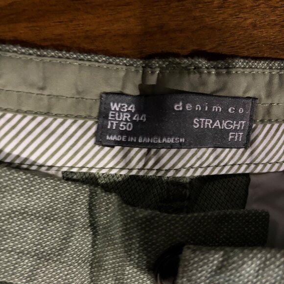 Set Of 3 Mens W34 Straight Fit Chinos By Denim Co. In Green Gray & Beige - Picture 3 of 16